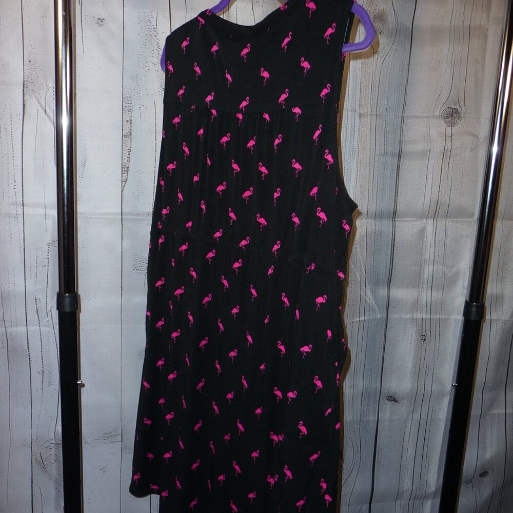 Torrid - Mini Challis Zip-Front Shirt Dress - Flamingos - Black, Pink - 3x - Picture 9 of 9